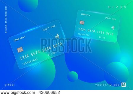 Vector Image In The Glass Morphism Style.
Translucent Bank Card, Frosted Glass And Circles. Place Fo