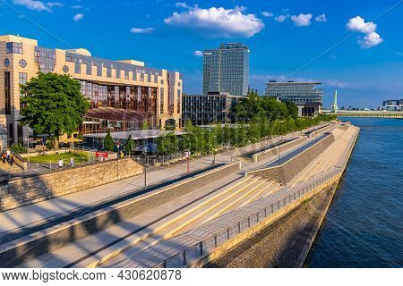The Steps At Cologne Embankment At River Rhine - Cologne, Germany - June 25, 2021