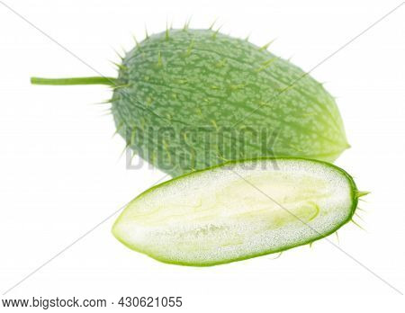 Ecballium Isolated On White Background. Ecballium Elaterium Or Wild Cucumber Pods.