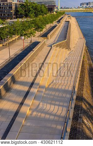 The Steps At Cologne Embankment At River Rhine - Cologne, Germany - June 25, 2021