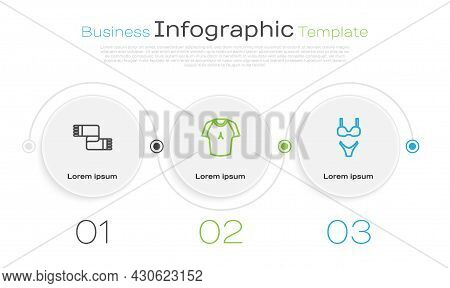 Set Line Winter Scarf, T-shirt And Swimsuit. Business Infographic Template. Vector