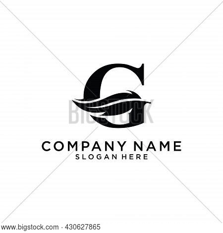 Initial Letter G Logo With Feather Concept. Design Concept Luxury Feather Element And Letter G For C