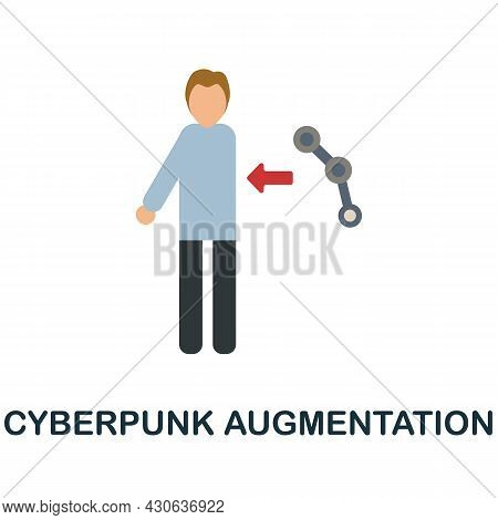 Cyberpunk Augmentation Flat Icon. Colored Sign From Futurictic Technology Collection. Creative Cyber