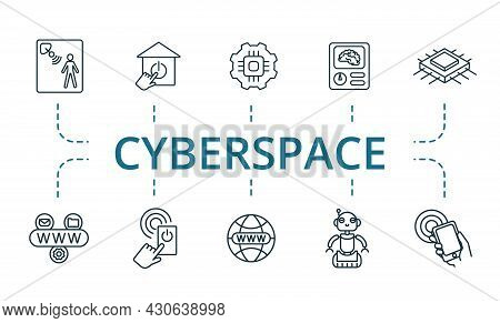 Cyberspace Icon Set. Contains Editable Icons Theme Such As Sensors, Nfc, Internet And More.