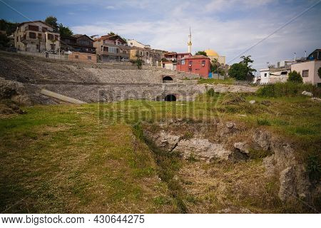Exterior View To Ancient Roman Amphitheatre , Durres , Albania