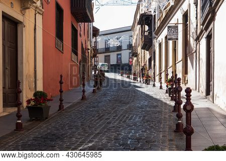 La Orotava, Tenerife, Spain-01 January 2020, View On The Small Street In La Orotava Village , Teneri