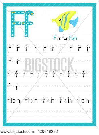 Trace Letter F Uppercase And Lowercase. Alphabet Tracing Practice Preschool Worksheet For Kids Learn