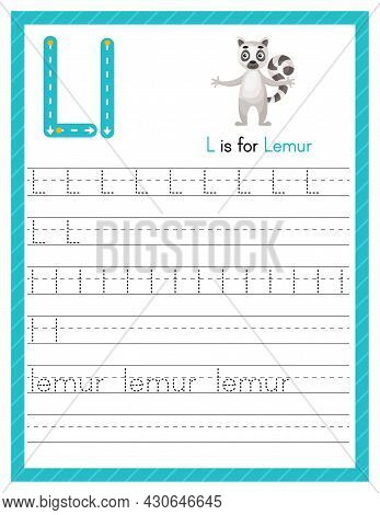 Trace Letter L Uppercase And Lowercase. Alphabet Tracing Practice Preschool Worksheet For Kids Learn