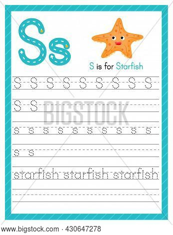 Trace Letter S Uppercase And Lowercase. Alphabet Tracing Practice Preschool Worksheet For Kids Learn