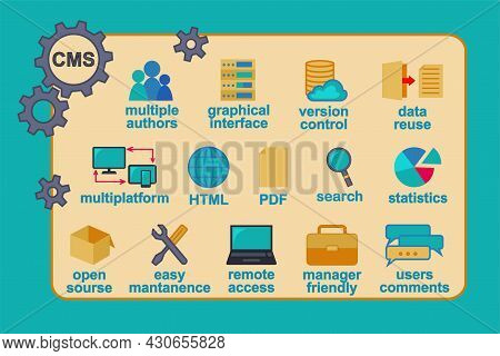 Colorful Cartoon Frame With Infographic Cms Elements Set
