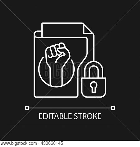 Trade Union Membership White Linear Icon For Dark Theme. Improving Employment Rights. Labor Unions. 
