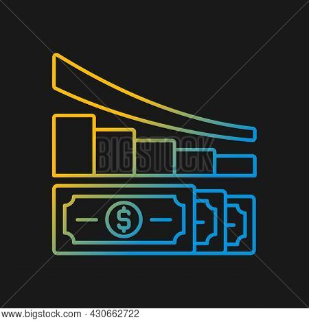 Expense Reduction Gradient Vector Icon For Dark Theme. Market Crisis. Decrease In Cost. Financial Li