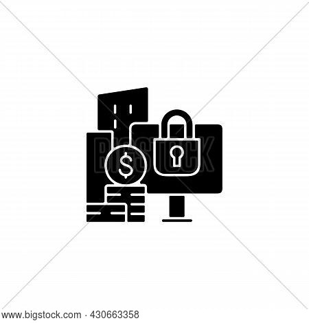 Material Nonpublic Information Black Glyph Icon. Security Trading. Cybersecurity Risks Prevention. B
