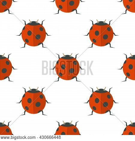 Seamless Background From A Set Of Ladybird. Bugs Pattern, Vector Illustration.