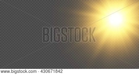 The Sun Is Shining Bright Light Rays With Realistic Glare