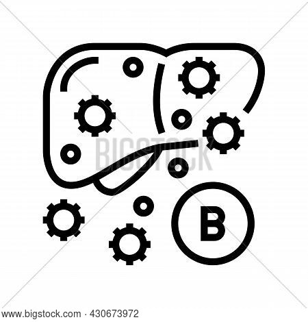 Type B Hepatitis Line Icon Vector. Type B Hepatitis Sign. Isolated Contour Symbol Black Illustration