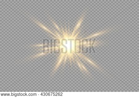 The Sun Is Shining Bright Light Rays With Realistic Glare