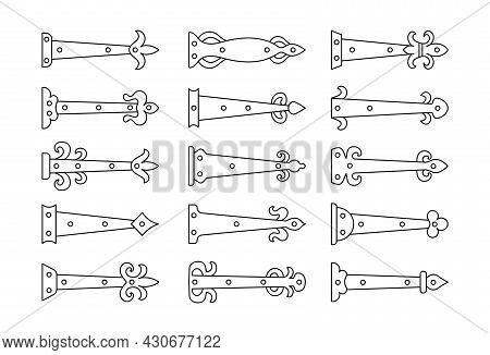 Decorative Vintage Arrow Hinges. Accents For Garage And Barn Doors, Gates, Trunks, Barrels. Line Ico