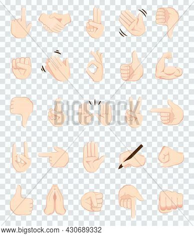 Hand Gesture Emojis Icons Collection. Handshake, Biceps, Applause, Thumb, Peace, Rock On, Ok, Folder
