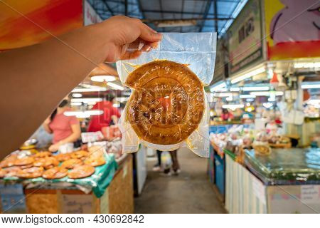 Wrapped Packaging Of Sai Aua, Northern Thailand Spicy Sausage, A Famous Traditional Local Saurage Co