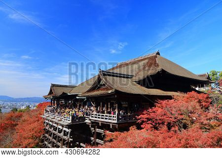 Kyoto, Japan - November 26, 2016: People Visit Kiyomizu Dera Temple In Kyoto, Japan. Kyoto Has 17 Un