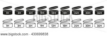 Pao Vector Dark And Light Icon Set. Period After Opening Symbols. Can With Open Cap With Expiration 