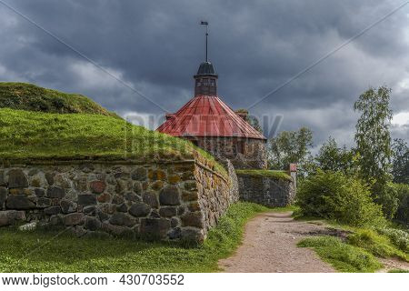 At The Ancient Korela Fortress On A Cloudy August Day. Priozersk, Russia