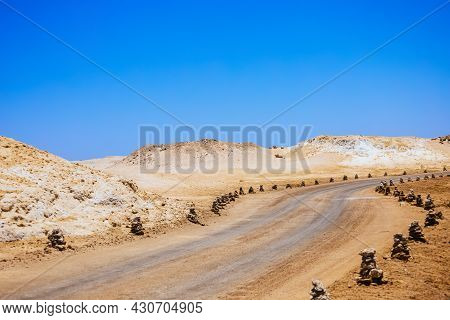 Driveway In Ras Mohamed National Park. Ras Muhammad In Egypt At The Southern Extreme Of The Sinai Pe