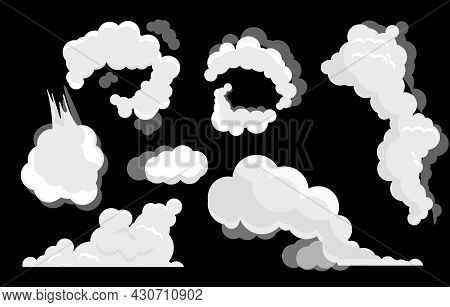 Cloud Of Smoke. Graphic Elements For Website. Unusual Figures From Cigarette Smoke. Abstract Pattern
