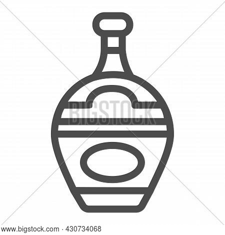 Bottle Of Gin, Liqueur, Brady, Cognac Line Icon, Bar Concept, Alcoholic Beverage Vector Sign On Whit