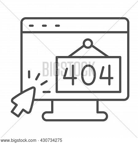 Monitor With Error 404 And Cursor Pointer Mouse Thin Line Icon, Computing Concept, Monoblock Vector 