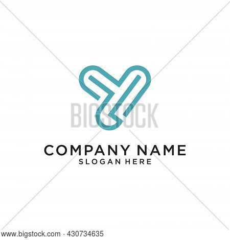 Initial Letter Y Logo Design Template Vector On White Background. Y Icon
