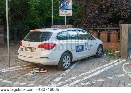 Opole, Poland - June 4, 2021: Car Of Tvp Polish Public Television.