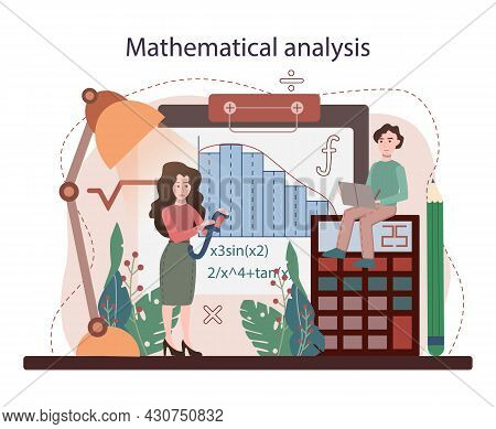 Math School Subject. Students Studying Mathematical Analysis. Science