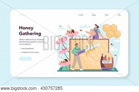 Hiver Or Beekeeper Web Banner Or Landing Page. Professional Farmer