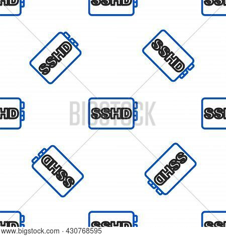 Line Sshd Card Icon Isolated Seamless Pattern On White Background. Solid State Drive Sign. Storage D