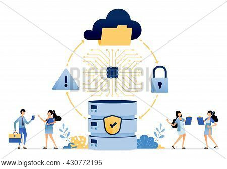 Illustration Of Security Access Flow And Protection Of Data Files Stored In Cloud Services And Datab