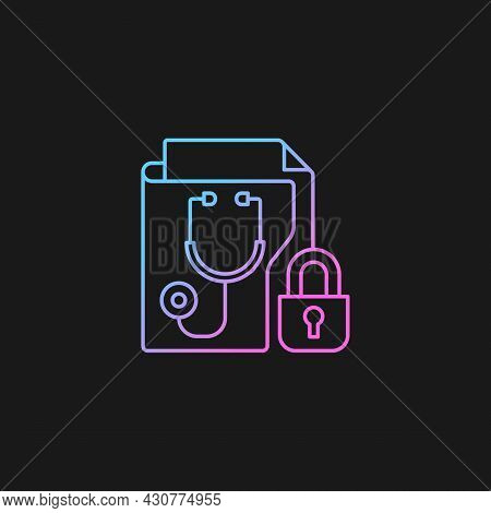 Protected Health Information Gradient Vector Icon For Dark Theme. Medical History Security. Preservi