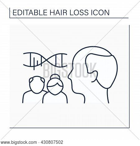 Hair Loss Line Icon. Hereditary Balding. Heritage Disease From Parents. Genes. Man With Bald.alopeci
