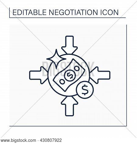 Offer Line Icon. Potential Contracting Set Bottom Lines For Negotiating Possible Deals.negotiation C