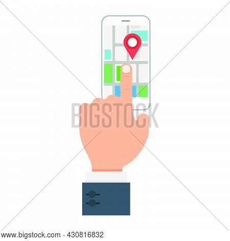 Find Location Icon Vector Illustration Travel Symbol Pin. Hand Direction Navigation Find Location Ro