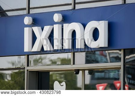 Bucharest, Romania - August 16, 2021: A Logo Of Ixina, Franco-belgian Seller And Distributor Of Pers