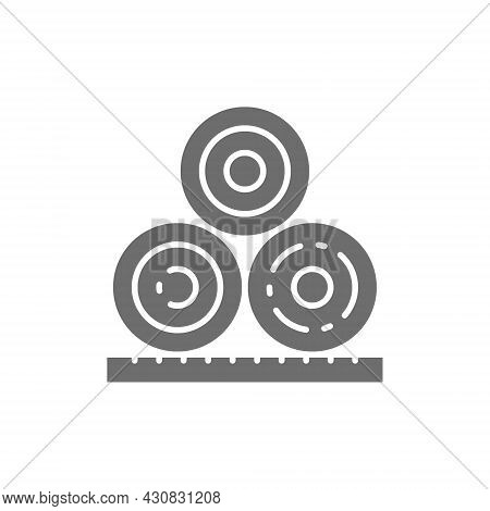 Rolled Hay, Bales, Haystack, Agriculture Grey Icon.