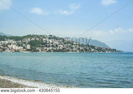 Panorama Of The Main Hill Of Herceg Novi, Seen From A Beach On The Igalo Resort, On The Adriatic Sea