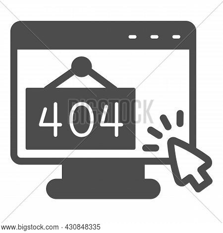 Monitor With Error 404 And Cursor Pointer Mouse Solid Icon, Computing Concept, Monoblock Vector Sign