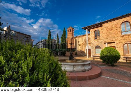 Plaza De España In The Town Of Agón In The Region Of Campo De Borja, Province Of Zaragoza, Autonomou