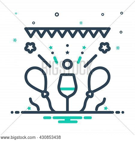 Mix Icon For Celebration Jollification Joyful Party Glass Wine Event Fun Beer Confetti Alcohol Music