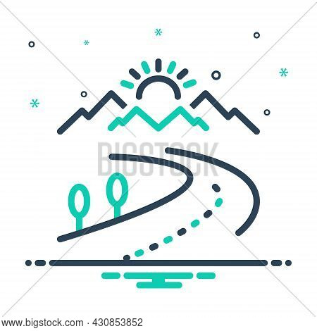 Mix Icon For Highway Highroad Thoroughfare Turnpike Road Navigation Avenue Path Route Way Mountain T