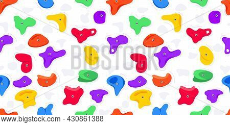 Seamless Pattern Of Climbing Grips Or Holds In The Gym Bouldering Training Flat Style Design Vector 