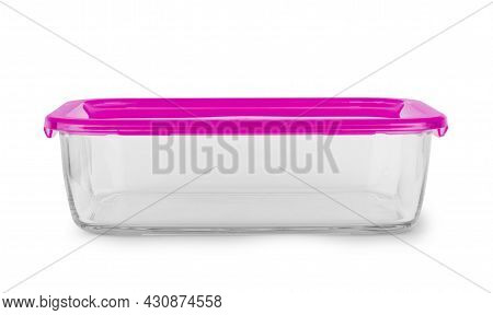 Close Up Of Glass Food Containers Isolated On White Background